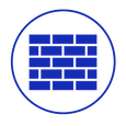 Blue Brick Wall Icon surrounded by a circle